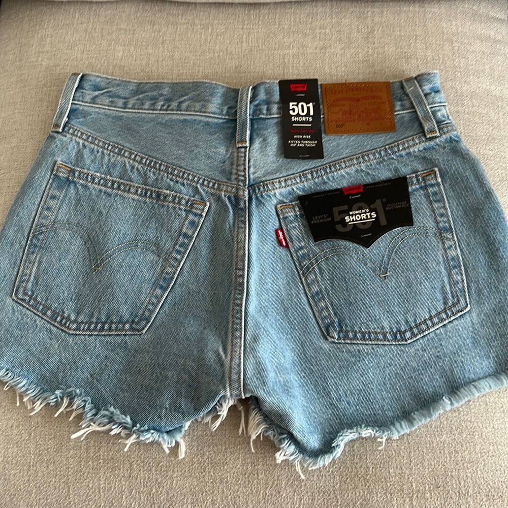 Levi’s shorts, light washed blue